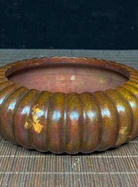 仿古纯铜点金南瓜笔洗铜器工艺品家居吧台玄关电视柜装饰摆件