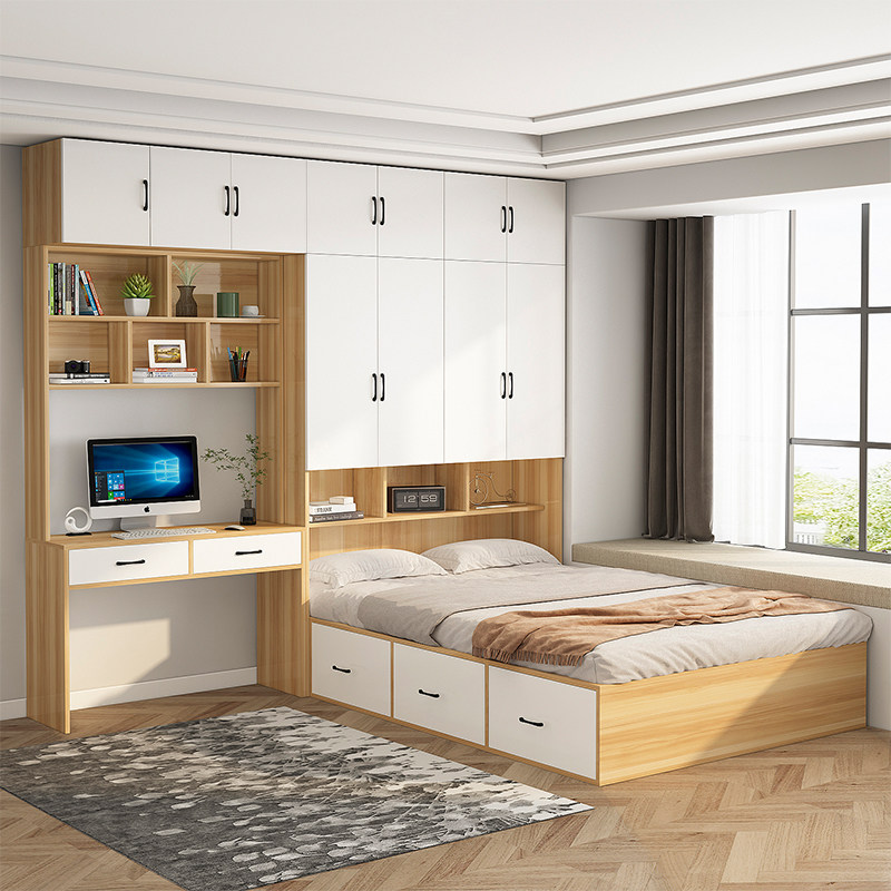 全实木榻榻米床衣柜床一体小户型多功能收纳床带书桌衣柜子儿童床