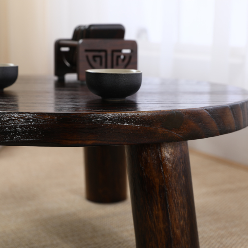 日式飘窗小茶几实木小桌子卧室坐地家用圆桌窗台榻榻米茶几矮桌子