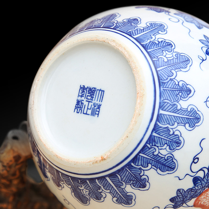 景德镇陶瓷器中式青花瓷葫芦花瓶办公室博古架客厅酒柜装饰品摆件