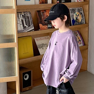 男童长袖T恤春秋款2024新款儿童春装打底衫中大童春季薄款卫衣潮