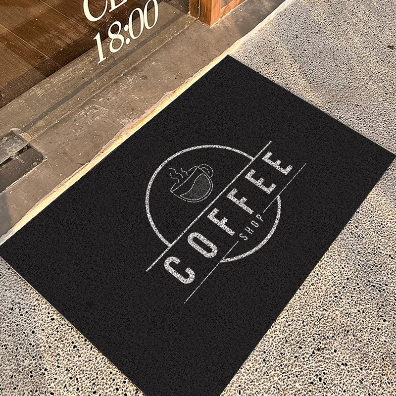 咖啡店入户门口地垫logo定制商用店铺丝圈除尘脚垫进门防滑地毯