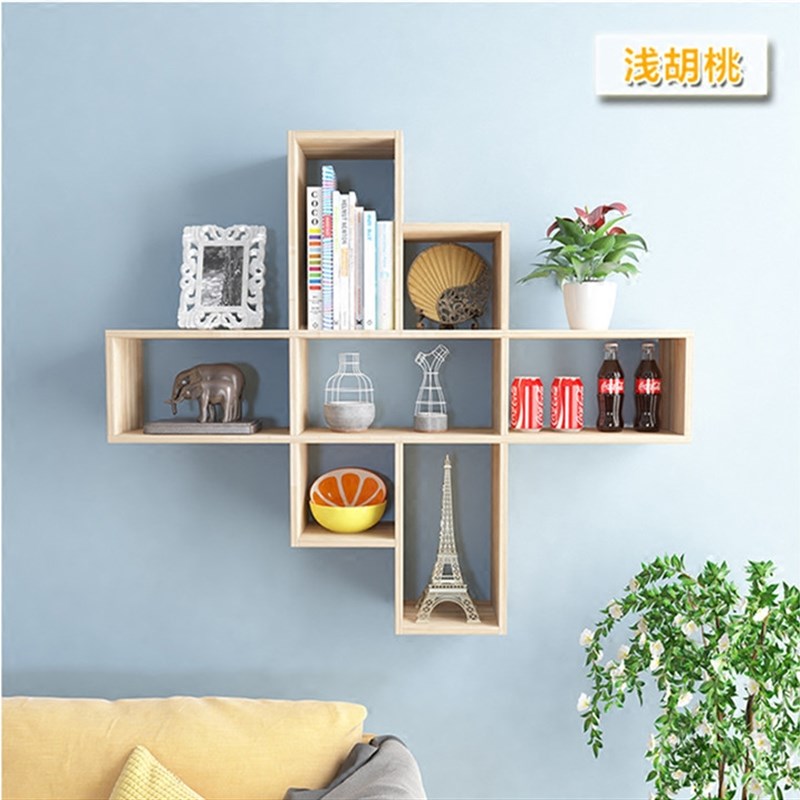 包邮墙上置物架壁挂进门柜客厅博古架隔板书架花架电视背景装饰架