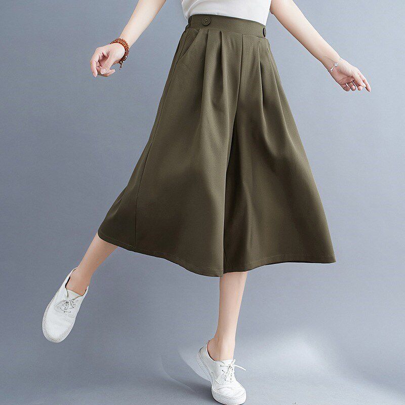 大码高腰西装裤女士宽松休闲裙裤胖mm直筒裤子显瘦百搭阔腿七分裤