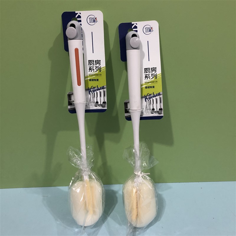 宜刷713海绵软硬毛杯刷子塑料硬软塑料海绵塑料洗衣刷带柄多用刷