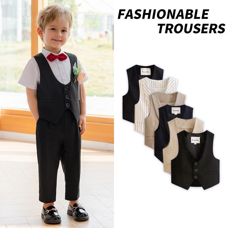 儿童西装春秋新款英伦单马甲男童花童礼服小童周岁生日宴会演出服