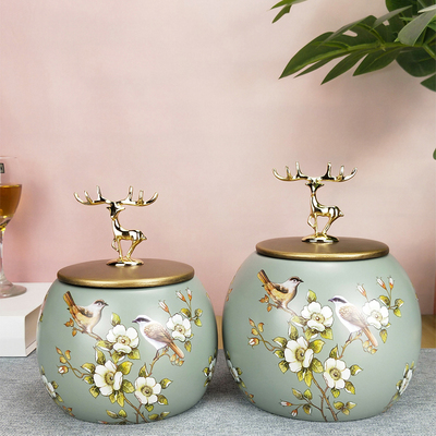 陶瓷储物罐摆件创意客厅茶几酒柜欧式装饰品钥匙收纳糖果罐茶叶罐