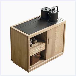 茶水柜移动烧水壶一体白蜡木实木茶桌边柜小户型边几轻奢北欧茶台