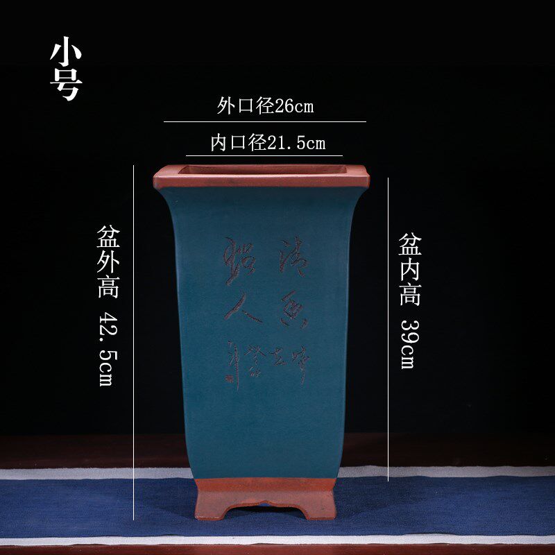 宜兴紫砂精品六方花盆手工特大号悬崖兰花盆大号六角陶瓷家用盆栽