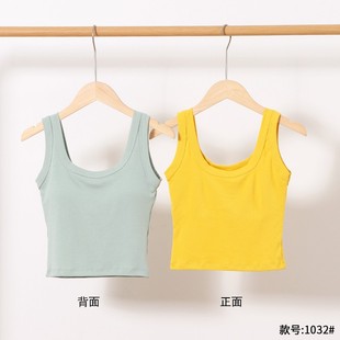 无袖 白色小背心女内搭春夏短款 t恤美背打底纯棉u领吊带上衣外穿