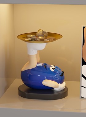 网红mm豆公仔客厅入户进门鞋柜钥匙收纳托盘玄关置物架装饰品摆件