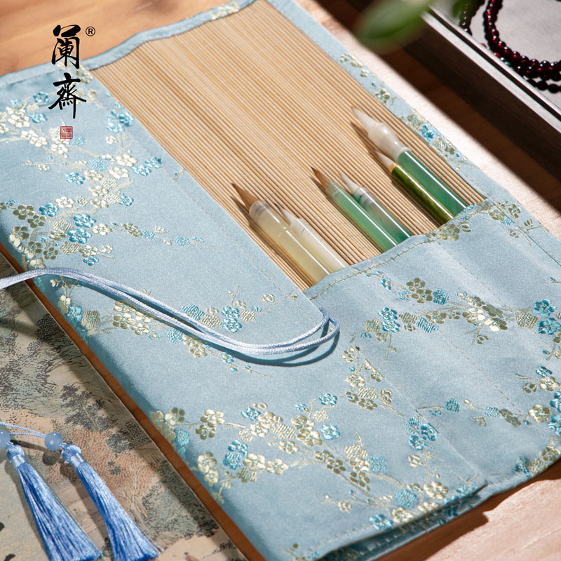 精美手工笔帘文房四宝多功能便携收纳袋笔袋送礼旅行书法套装学生