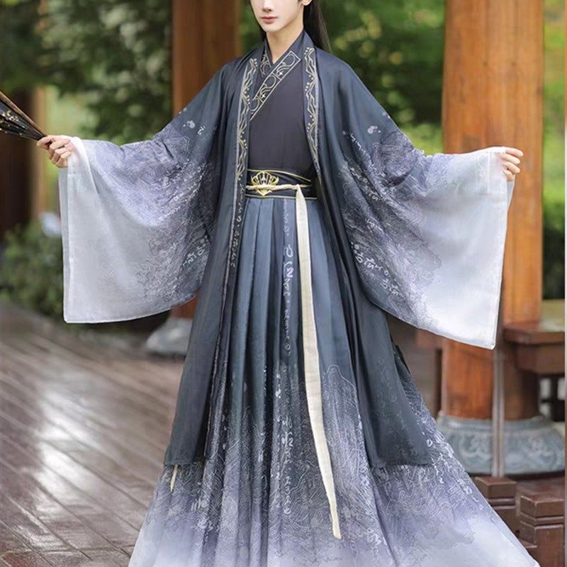 宋制汉服男魏晋交领齐腰儒裙中国风学生演出舞台服侠客古装春夏季,男装,汉服,淘宝优惠券,粉丝福利购,淘宝优惠卷