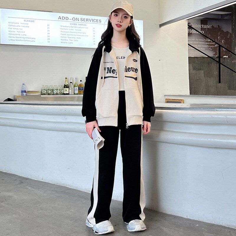 女童秋装2024新款套装儿童洋气网红时髦中学生春秋大童女装两件套