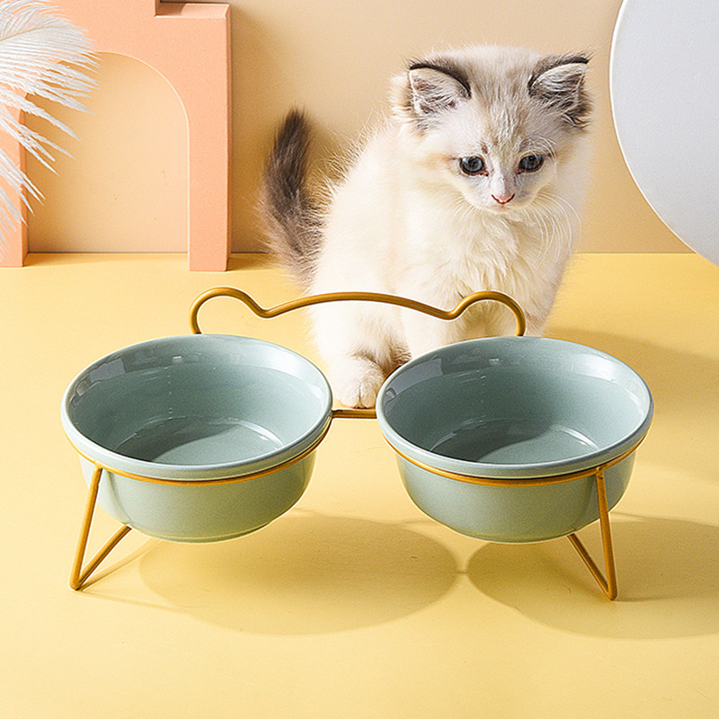 猫碗陶瓷双碗高脚宠物吃饭碗防打翻自动饮水保护颈椎食盆猫咪碗,宠物/宠物食品及用品,猫狗碗/慢食碗,淘宝优惠券,粉丝福利购,淘宝优惠卷