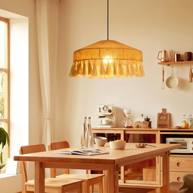 波西米亚诧寂风民宿复古麻绳编织灯高级感卧室流苏吊灯麻绳编织灯,家装灯饰光源,酒店/宴会厅/餐饮吊灯,淘宝优惠券,粉丝福利购,淘宝优惠卷