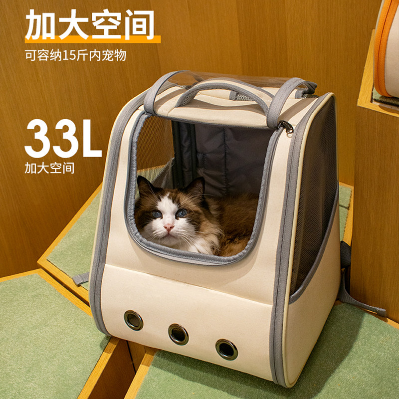 猫咪双肩包宠物外出可携式猫书包泰迪比熊小型犬狗包透气猫笼手提