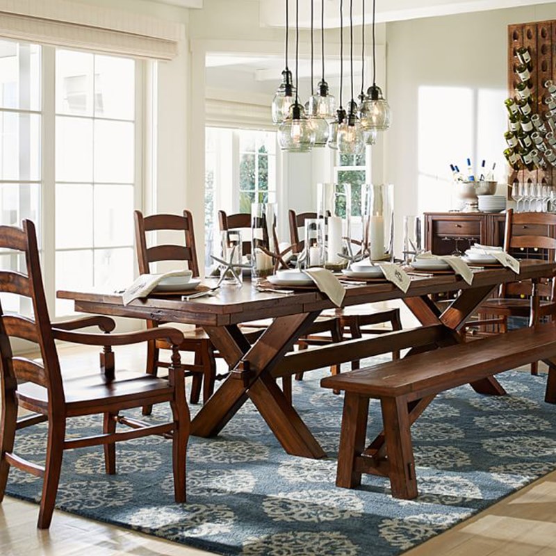 实木餐桌椅组合美式长方形桌子纯实木餐桌北欧简约饭桌LOFT咖啡桌