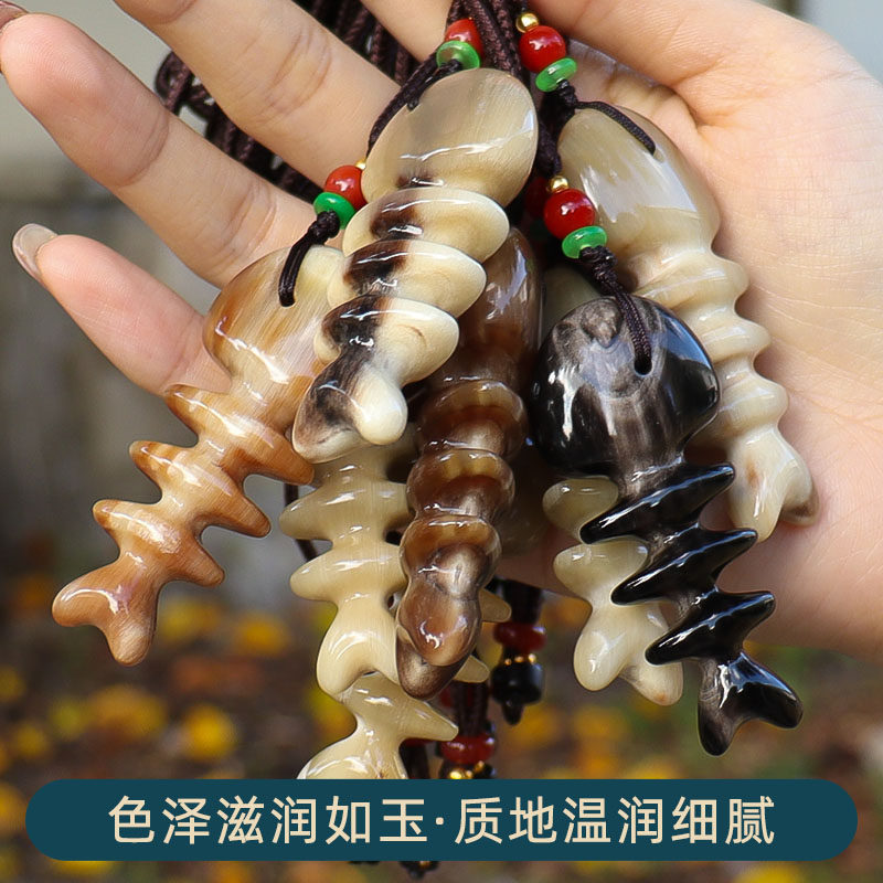 角缘天然黄牛角鱼骨按摩梳挂饰男女毛衣链吊坠项链挂件复古中国风