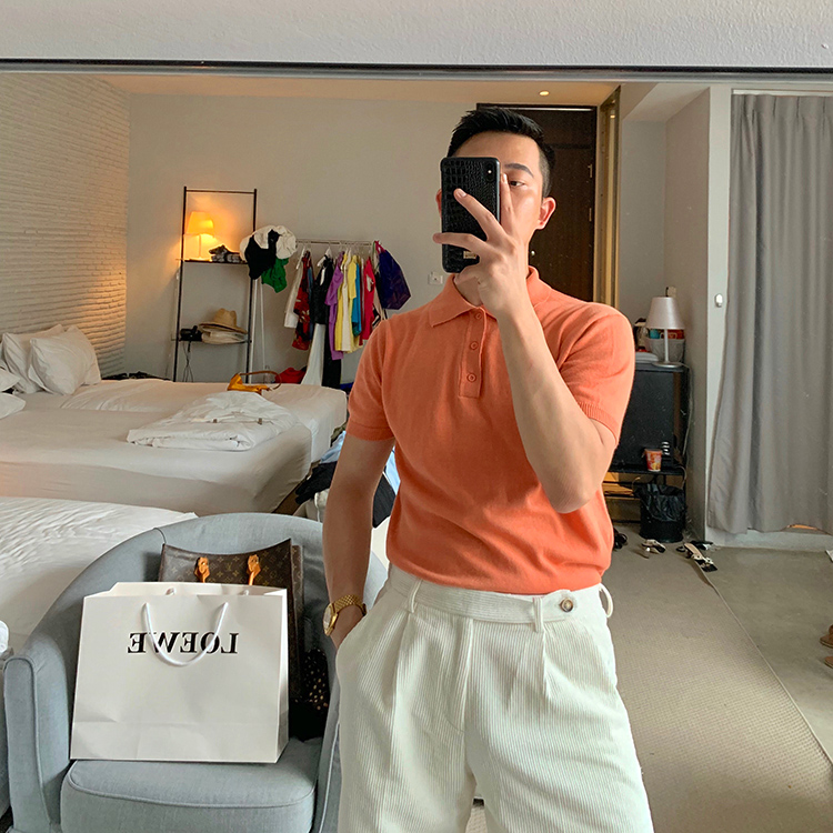 GSSU夏季新款百搭polo衫针织高档打底短袖薄款轻奢绅士男装短袖