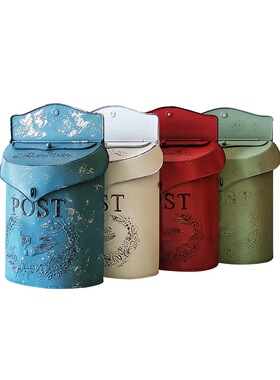 SHANGPIN美式做旧乡村风复古铁艺信箱墙面装饰花园壁挂庭院杂货