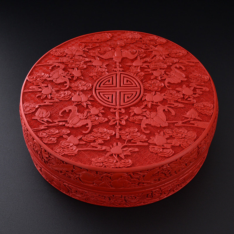 漆器五福祝寿首饰捧盒扬州特色工艺品厂剔红雕漆生日结婚礼物包邮