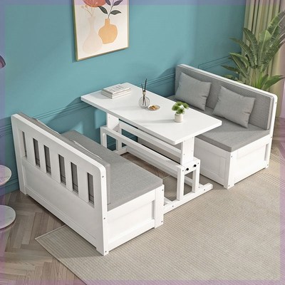 实木沙发床两用带升降书桌卡座客厅小户型多功能儿童双人床收纳