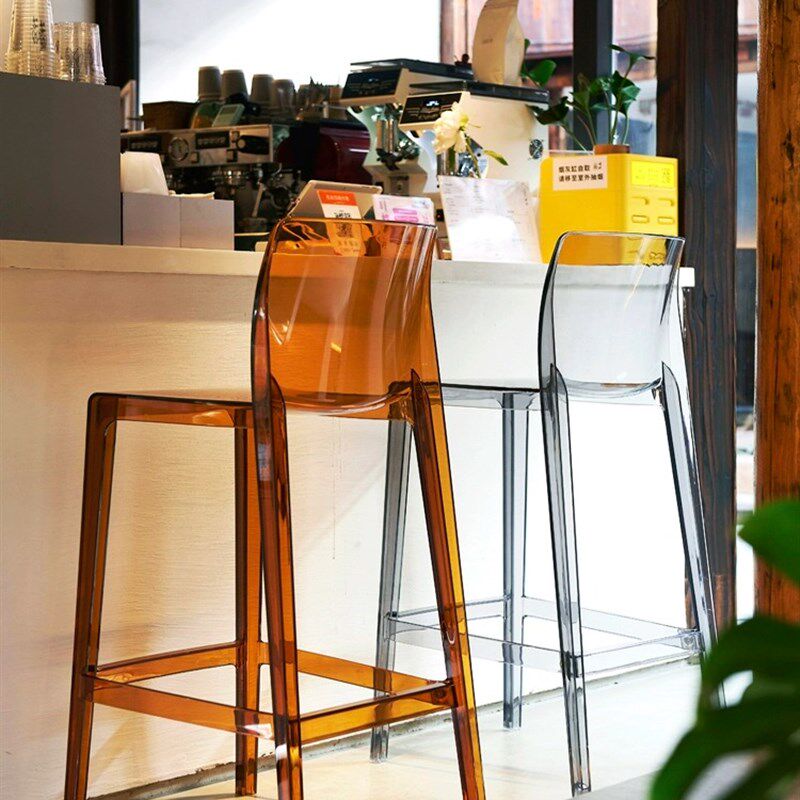 北欧轻奢吧台椅透明压克力高脚凳创意咖啡厅吧台凳家用网红高脚椅