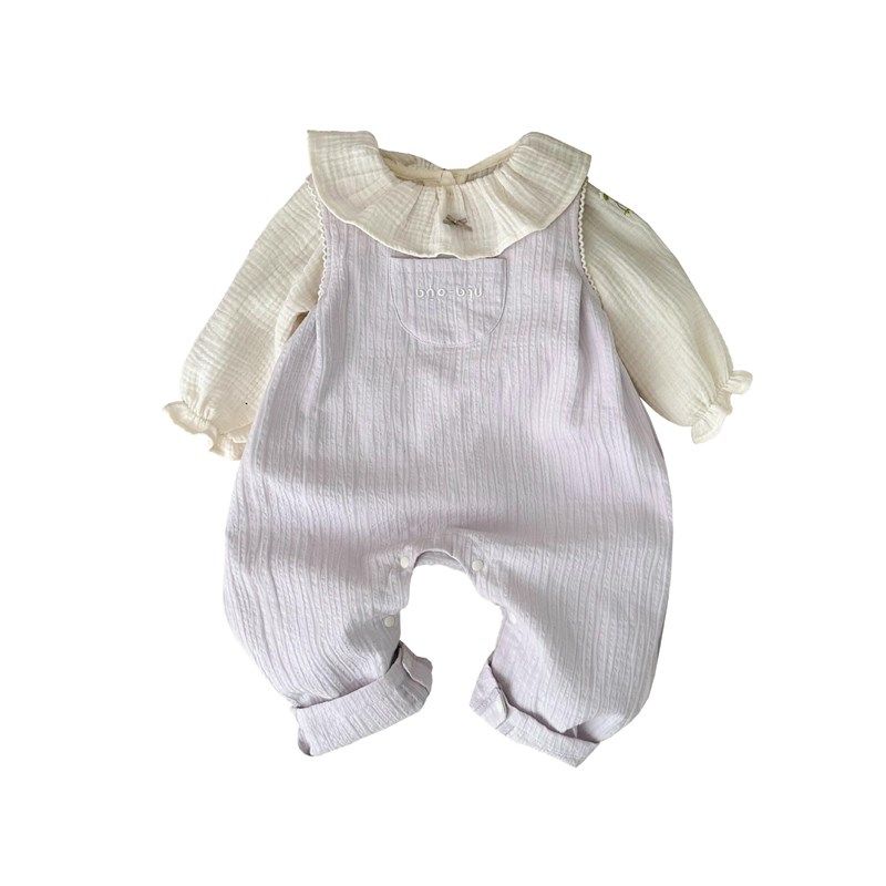 婴儿春装连体背带裤两件套装女宝宝衣服春秋季小女孩一岁幼儿洋气