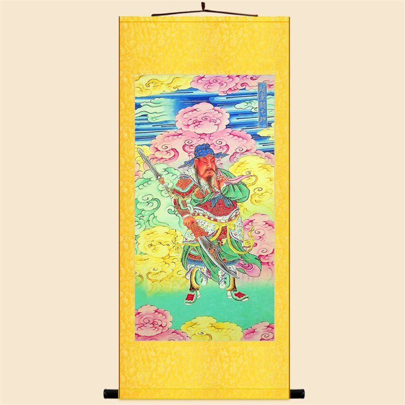 明代古画水陆画 四大元帅图神像画卷轴挂画 温琼关公赵公明马元帅