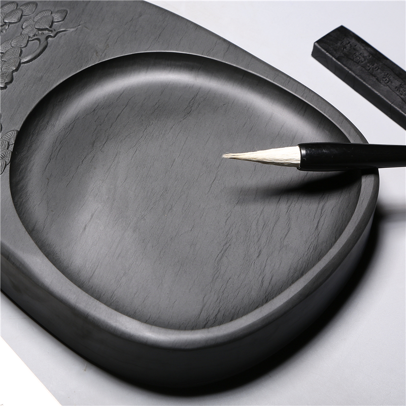 天然原石歙砚 明月松间照文房四宝砚台精品劲松暗香原石砚台实用