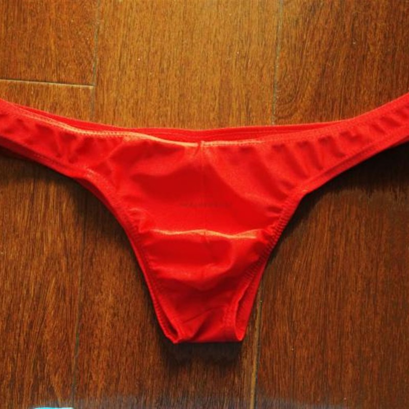 1件包邮男士高弹比基尼U凸囊袋丝滑性感低腰半包臀小三角青年内裤