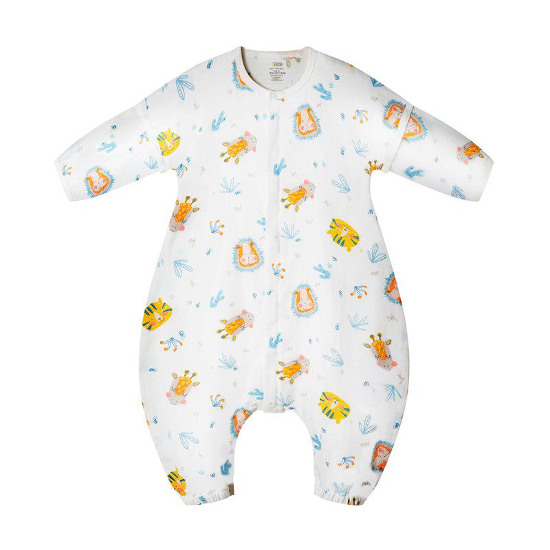 出口订单婴儿夏季纱布睡袋薄款竹棉儿童分腿式空调房防踢被可拆袖