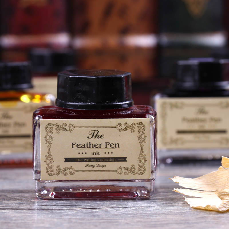 方瓶彩色墨水 非碳素羽毛蘸水钢笔花体漫画通用 15毫升10色选