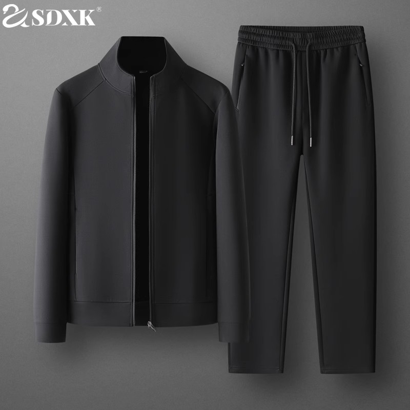 SDXK秋季高端行政休闲运动套装男士卫衣春秋冬立领外套运动服