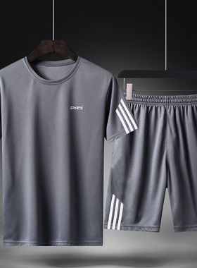 休闲士短袖短裤套装夏季学生潮流宽松跑步透气速干运动套装
