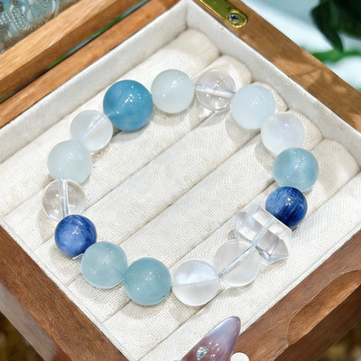 多宝水晶手串海蓝宝五行补水手链