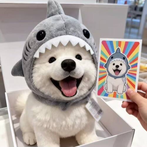 狗狗帽子猫咪头套春秋比熊泰迪博美雪纳瑞鲨鱼变装狗狗冬季帽子