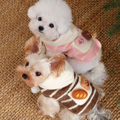 狗狗猫猫衣服冬季保暖卫衣可爱毛毡衣服小型犬泰迪雪纳瑞连帽卫衣