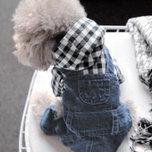 宠物比熊雪纳瑞小型犬泰迪狗狗衣服春秋装 四脚牛仔背带裤 冬装 厚款