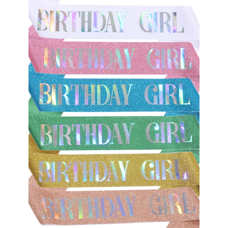 新款生日派对金葱布无纺布肩带礼仪带 birthday girl生日女孩绶带