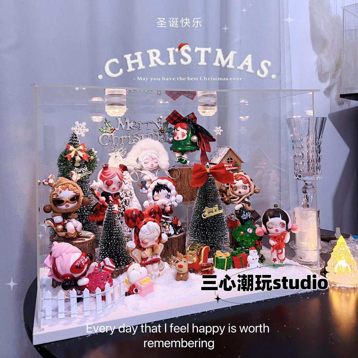 泡泡玛特SKULLPANDA许愿时间到圣诞场景装饰sp圣诞造景收纳展示