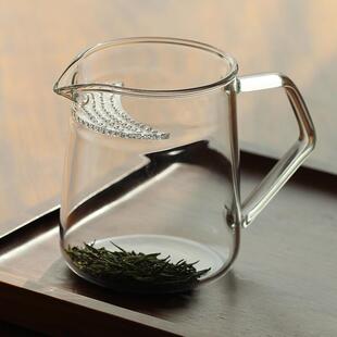 耐热玻璃月牙公道杯茶漏一体家用分茶器加厚带茶滤绿茶杯公杯茶具