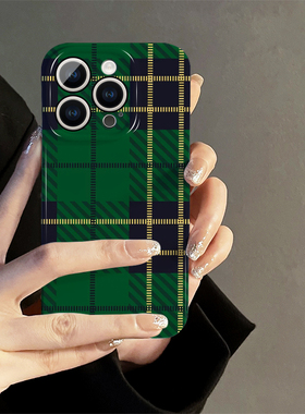 适用于opporeno9手机壳reno8/7/6/5/4/3绿色格子findx5/x3ins风pro硬壳r17/r15高级a9/a11x菲林壳a93/a72小众