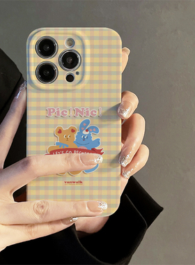 适用于vivox90手机壳s15/s12/s10女s9/s7格子兔子x80/x70/x50Pro菲林y76s/y52/y7s/y3硬壳iqoo10/9/8防摔neo5