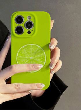 适用于iphone15promax苹果16手机壳11绿色橘子新款13/14pro的菲林壳xr网红情侣xs高级感12卡通创意个性防摔套
