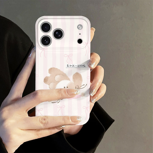 蝴蝶结小兔适用苹果18promax手机壳iPhone17pro可爱16日韩15卡通oppo14防摔套13十八新款华为荣耀小米viv红米