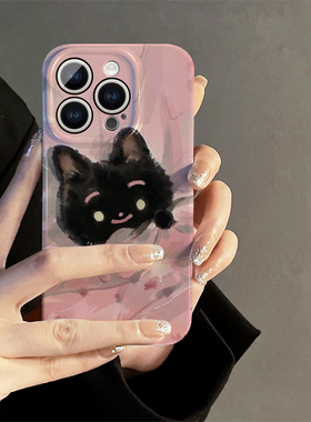 适用于华为mate50pro手机壳菲林黑色猫咪高级感mate40pro套网红新p30男女款p40/p50e全包防摔mate20/30epro硬