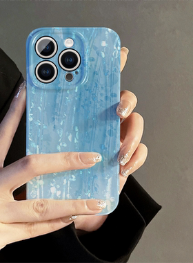 适用苹果15华为小米oppo红米手机壳女vivo荣耀iPhone16高级12蓝白渐变13promax新款ip14保护套mate70防摔11薄