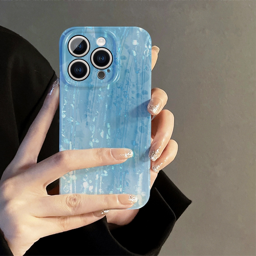 适用苹果15华为小米oppo红米手机壳女vivo荣耀iPhone16高级12蓝白渐变13promax新款ip14保护套mate70防摔11薄